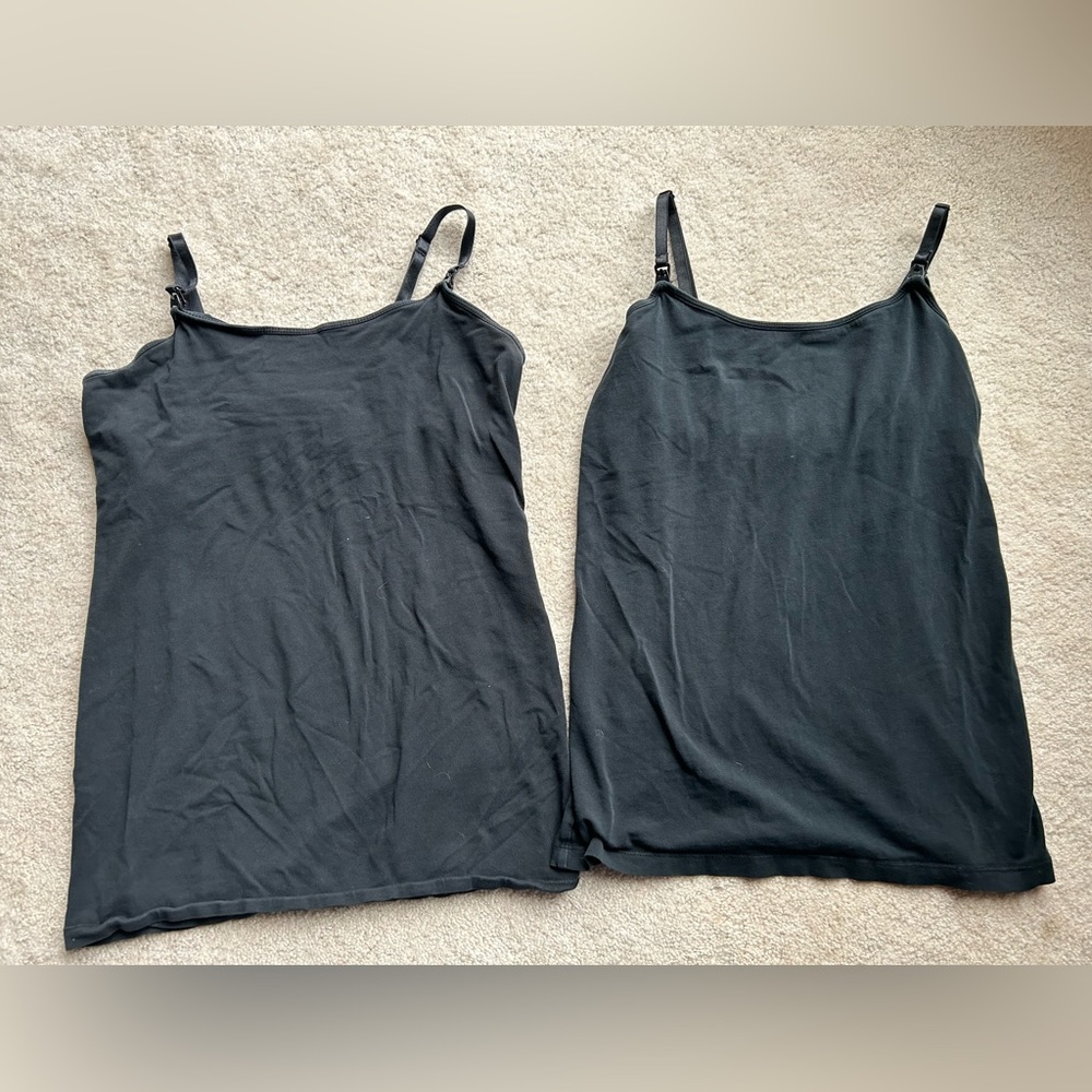 Set of two Motherhood Maternity clip down nursing tank tops